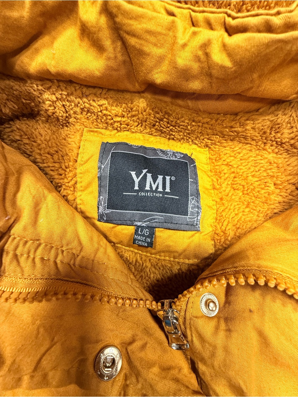YMI Women's Mustard Hooded Puffer Jacket - Picture 3 of 10